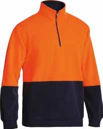 open front zip for easier accessibility Front contrast kangaroo style shaped pockets Rib cuffs with thumb opening Orange/Navy (TT05)