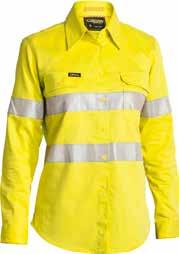 114 WOMENS 115 WOMENS 3M TAPED TWO TONE HI VIS X AIRFLOW RIPSTOP SHIRT BL6415T 3M 8910P Perforated Reflective taped hoop pattern Twin chest patch pockets with touch tape closure Two piece contrast