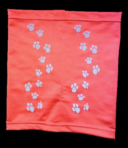 Features reflective paw print design for
