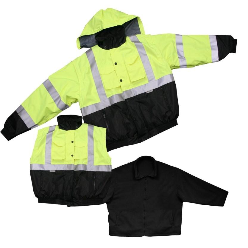 ANSI/ISEA Compliant Component Jackets 8-in-1 Waterproof Bomber Our top-of-the-line bomber has 8 different configurations to support any work environment or climate!
