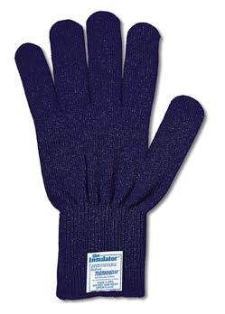 Hvyweight, insulated glove. Blue nylon outer shell with black insulating inner shell.
