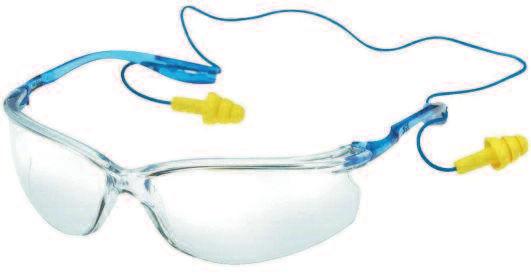 Comfortable, lightweight frame. Polycarbonate lens absorbs 99.9% of UV. Meets the requirements of EN 166:2001. Ear plugs supplied separately MMM- Clear Blue -7151B 4.