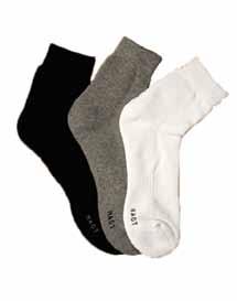 SOCKS Available in packs of 6 in Black, Grey and White.