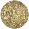 3141* Sikhs, gold medallion, 7.00 grams, obv. Guru Nanak with Mardana and Bala in shade of a tree, rev. two line Gurmukhi inscription and ornament within decorative and dotted border, undated.