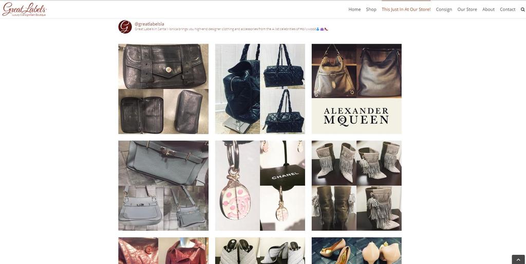 Great Labels, cont d. Finally, the client had an active Instagram site where new finds at the store were featured and updated constantly, but her website didn t showcase these new finds.