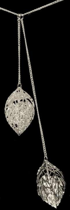 69502 Imitation Rhodium Plated 3D Leaf Necklace with Cubic Zirconia crystals