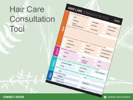 Hair Care Discover Needs Educator Guide Slide 13 Direct the learner to the Hair Care Consultation Tool.