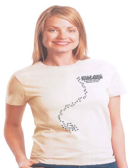 Sample shows location of logo. Gildan DryBlend Short Sleeve T-Shirt With screen printed logo, Gildan 5.