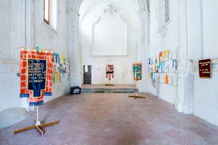PALERMO PROCESSION Manifesta12 Palermo Palermo Procession 2018 Installation: 4 banners, 2 monitors, 150 portraits, oil on paper Dimension determined by the space Installation view at Chiesa SS.