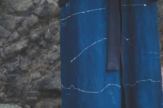 Figure 4. Phoebe Ryder, wax-resist dyed garment, 2017 (detail). Model: Henessey Griffiths. Photograph: Ruby Harris.