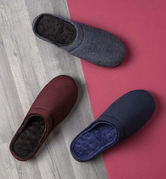 MENS SLIPPERS 99258 TEXTURED WAFFLE MULE (above) Available in charcoal grey CHA & navy NAV.