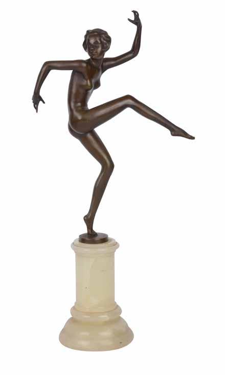 Lot 264 Lorenzl Art Deco bronze dancer on agate base,