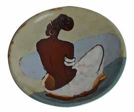 Lot 288 Kalahari round charger decorated with seated lady, diameter 44cm R4 000 R7