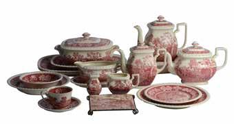 Lot 429 Villeroy and Boch Rusticana red and white dinner/tea set comprising three platters of sizes, one lidded entrée dish, 2 serving