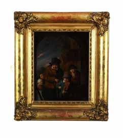 Lot 573 Circle of Gerard Dou, A boy violinist with people gazing