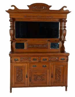 Lot 758 Carved oak sideboard with