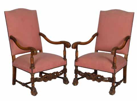 Lot 809 Pair of Continental carved walnut high-backed