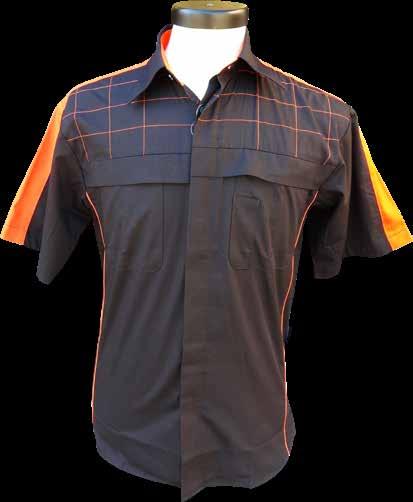 Orange Stitching on chest only Fabric Chest Flap Underarm Air Venting Orange Piping Pen Pocket Back Yoke