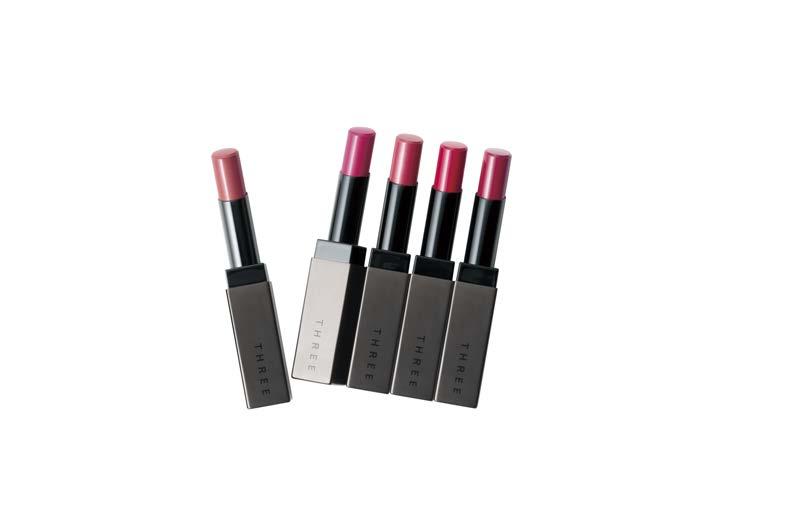THREE VELVET LUST LIPSTICK THREE Velvet Lust Lipstick 19 shades 3,500 yen each (excluding tax) For pure translucence and clear colors that draw you in with their spell.