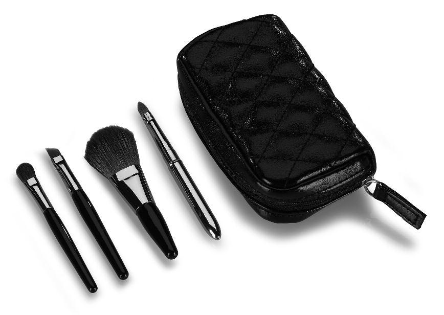 : 55002 5 piece mini brush set, frosted handles set contains: angled brush, eyeshadow foam   :