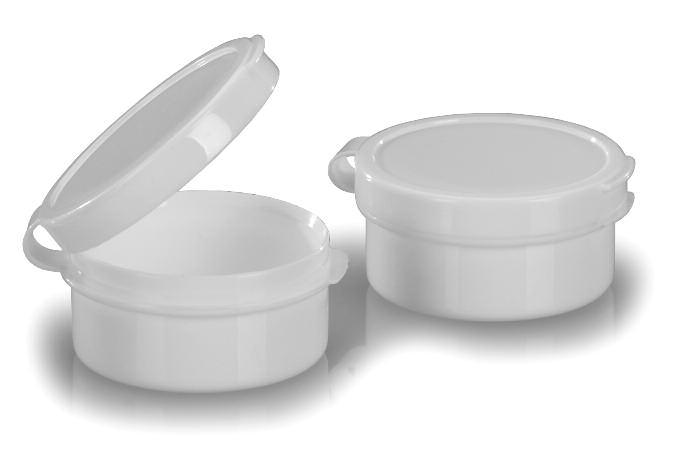 No.: 7601002 10 gram white PE hinged jar packed in bulk sifter Part No.