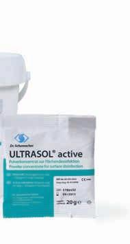properties Highly effective powder concentrate for disinfecting and cleaning of all types of surfaces. ULTRASOL active is a low dusting powder and therefore especially simple and safe in dosage.