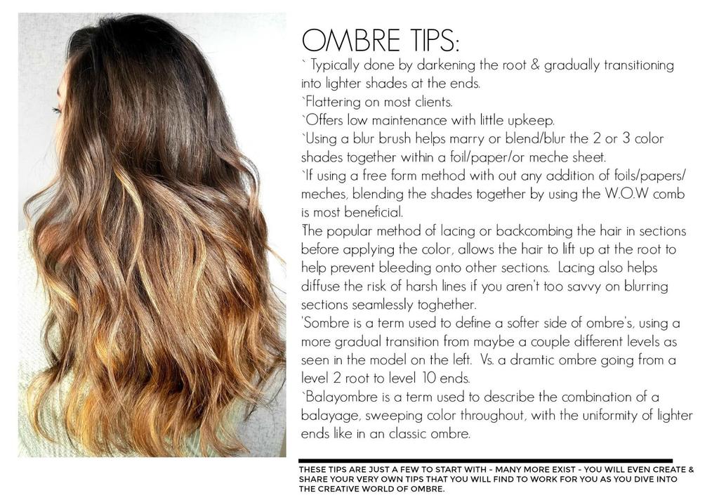 19 The French word, Ombre, means shaded or shading. When Ombre first took trend, the popular look transitioned from dark roots down to lightened ends.