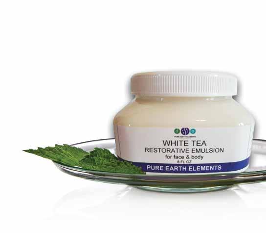 White Tea Restorative Emulsion White Tea Restorative Emulsion with organic white tea and calendula tinctures is especially effective for skin after exposure to sun, wind, or harsh environmental