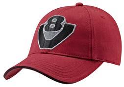 accessories Sport cap Sport cap V8 embroidery on front and Scania wordmark embroidery on back. Sandwich peak with contrasting colour piping and adjustable strap with metal logo buckle.