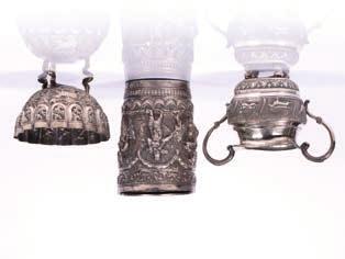 with various birds within an arabesque border 14cm 43 Glass bottle Persian, 9th/10th Century wheel cut engraved