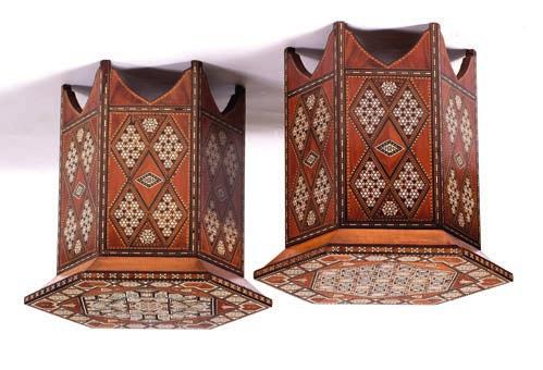 decoration in concentric circles 26cm across 150-250 (plus 24%BP*) 140 Pair of Damascus tables, Syrian, 19th Century