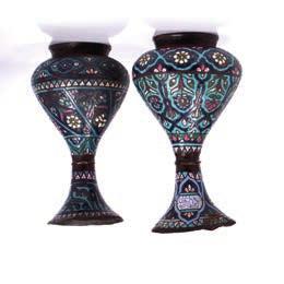 252 Two copper vases Syrian, 19th century decorated in various coloured enamels,