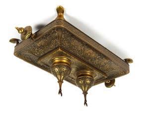293 Inkstand 19th Century Brass, with engraved
