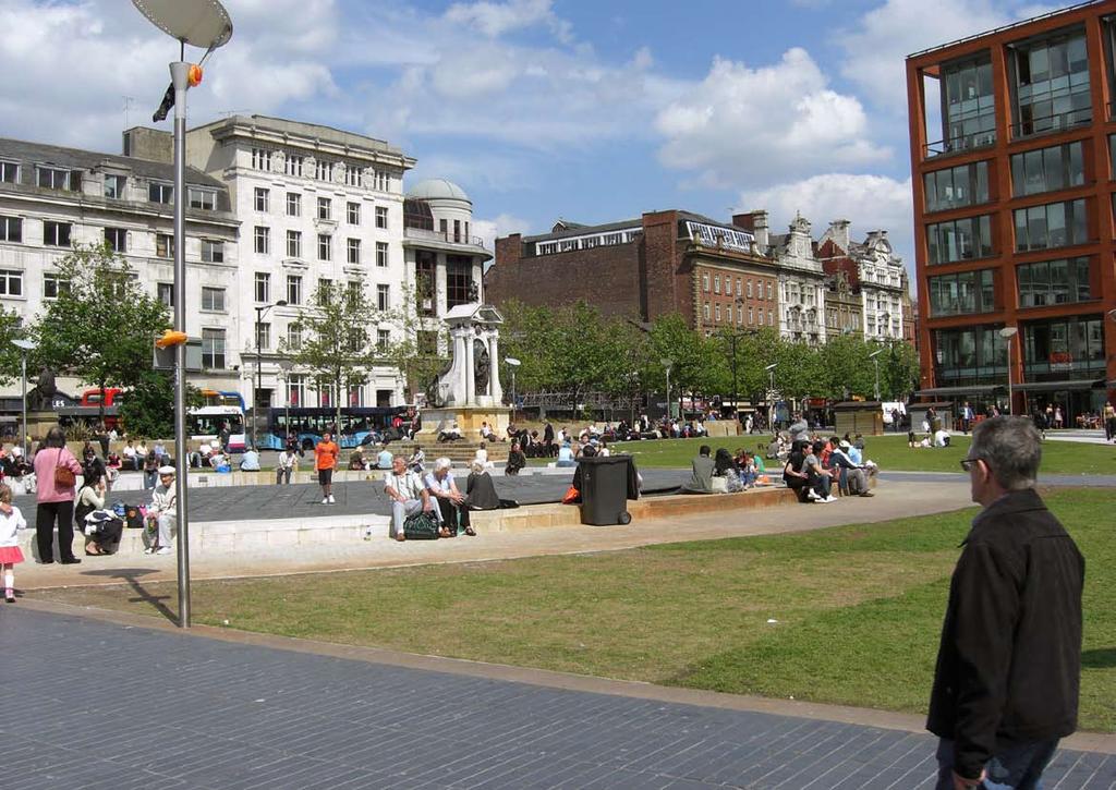 Piccadilly Gardens is a public park in the centre of Manchester that was renovated in 2001, winning multiple architecture and landscape awards.
