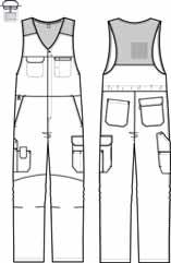 Pre-bent legs and arms and loose fit to increase your mobility. Lots of pockets, e.g. ruler and leg pockets facilitate your work. Inside knee pockets.