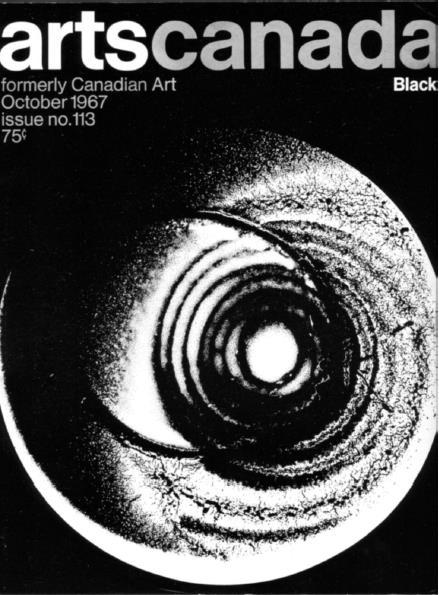 artscanada. (1967). Cover: Aldo Tambellini s lumagram from hand-painted slide for Black Zero in Black, artscanada, 11