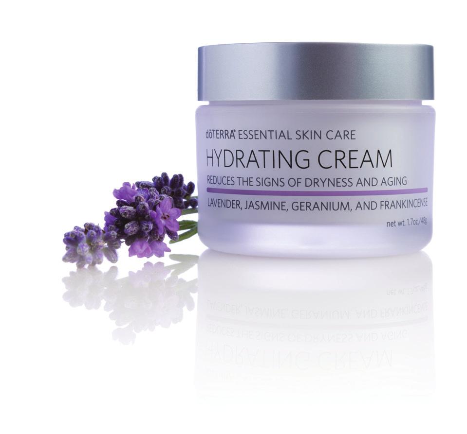 HYDRATING CREAM essential oils of LAVENDER, JASMINE, GERANIUM, and FRANKINCENSE The intensive moisture your skin has been waiting for.