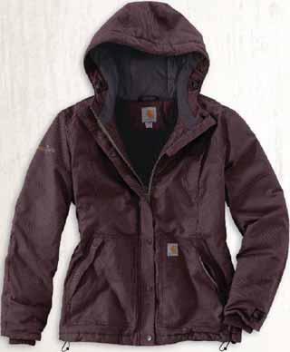 Back bi-swing between shoulders for instant recovery Freedom Gusset under the arms Removable sherpa-lined hood with interior adjustable draw cord Two