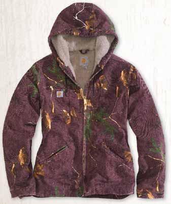 Outerwear Sandstone Sierra Jacket WJ141 12-ounce, 100% cotton sandstone duck Sherpa lining in body and quilted-nylon lining in sleeves Attached three-piece hood Bi-swing back for ease of movement