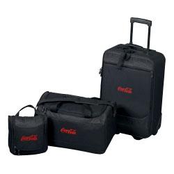 3-Piece Luggage Set Includes a vertical pullman, a carry-on and an amenity kit.