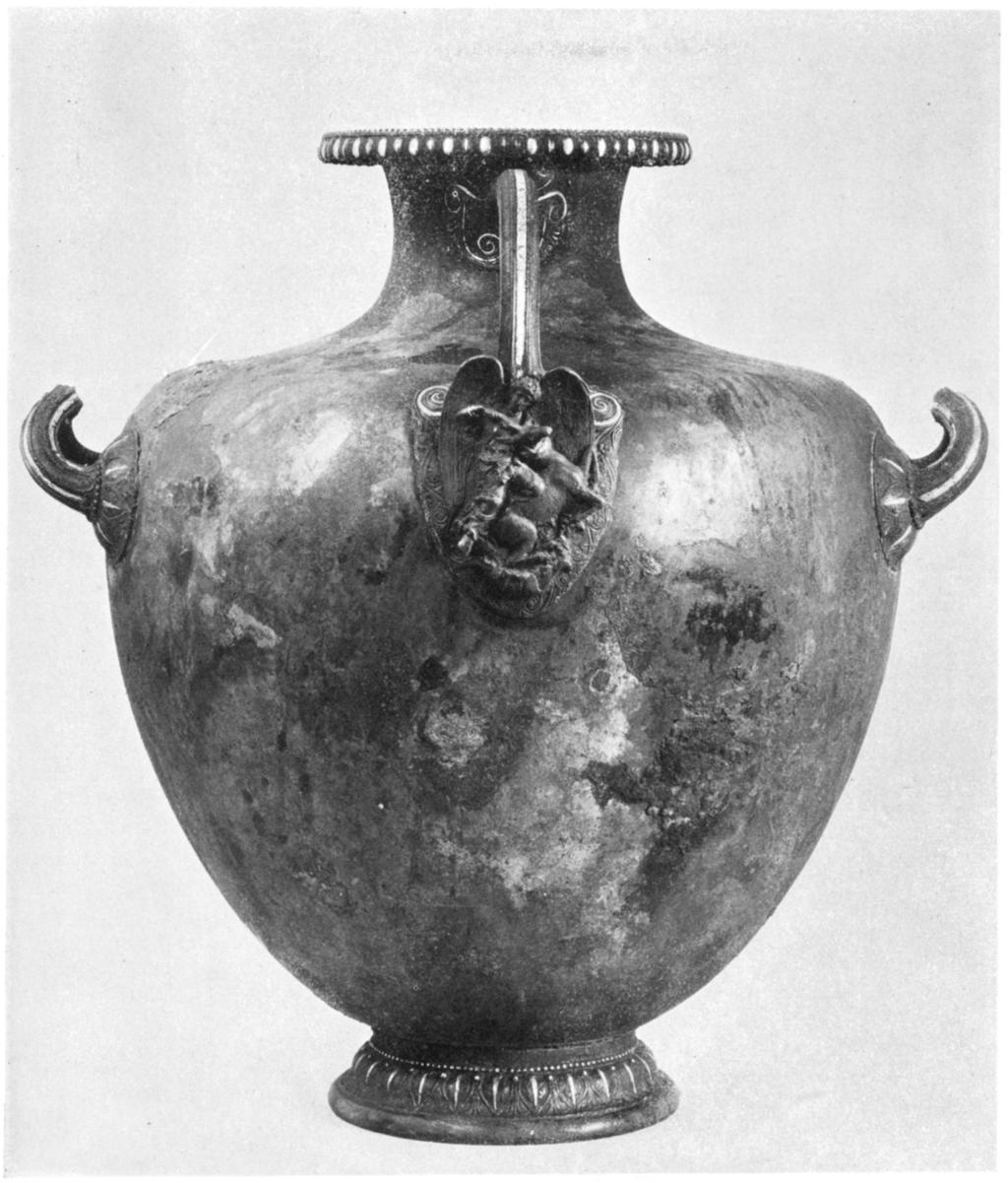 Bronze water jar, about 425-400 B.C. Fletcher Fund, 1937 popular with Praxiteles's immediate successors. It is a common attitude of figures on Attic vases of the late Kerch period.