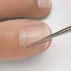 b. Stay parallel to the natural nail and place the brush in the ce