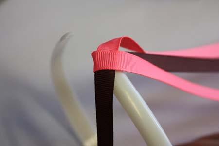 Once you ve had both sides of the plastic headbands covered with both ribbons one on each side, it should look like an X with both PINK ribbons pointing to the top and BROWN ribbons