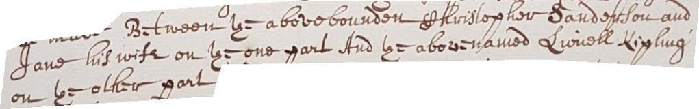 Gordon Butts. Mark of (1). Paper 1f. Seal: (1) Co.Durham/Eggleston/38.2 20 April 11 William III [1699] (1) Christopher Sanderson of Houghton le Spring, Esq.