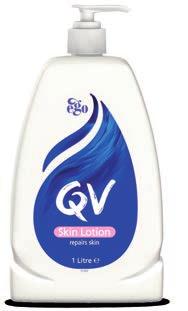 1 Cleanse with QV 2 Moisturise with QV Gentle Wash Skin Lotion twice daily 15% glycerin ph balanced Free from fragrance, colour, lanolin and propylene glycol Designed to cleanse the skin without