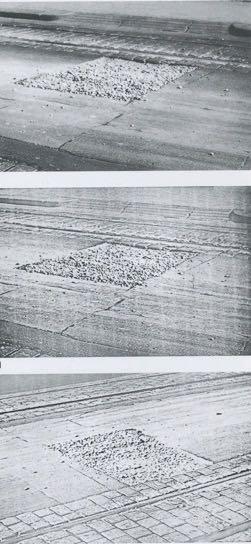 Anonymous Street Action, 1970 Photographed holes in the asphalt in different places around town.