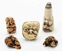 3 cm (5x) 600-800 299 A collection of four Japanese ivory netsuke Meiji period (1868-1912) & early 20th century Comprising an apparition with a rat on