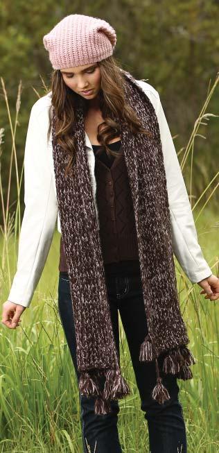 WINTER/WHITE, BLACK 3] W1225/S MATCHING CABLE SCARF W/LONG TASSELS -