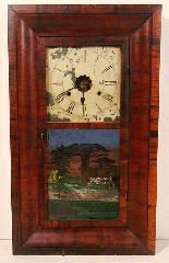 436 Walnut mantel clock. 456 Seth Thomas Nautical clock/ barometer. 437 438 439 Dutch style wall clock. Oak wall clock by The Arthur Pequegnat Clock Co. Box of 5 clocks.