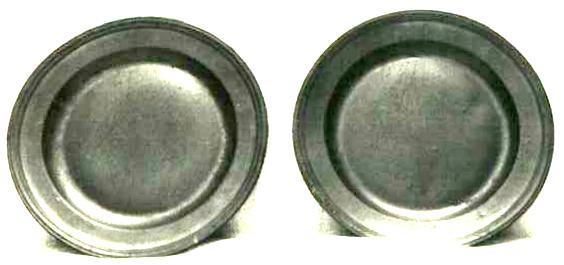Items 487-8 A pair of William and Mary triple reeded plates of 9 1/2 inches diameter by William White of London (L.T.P.